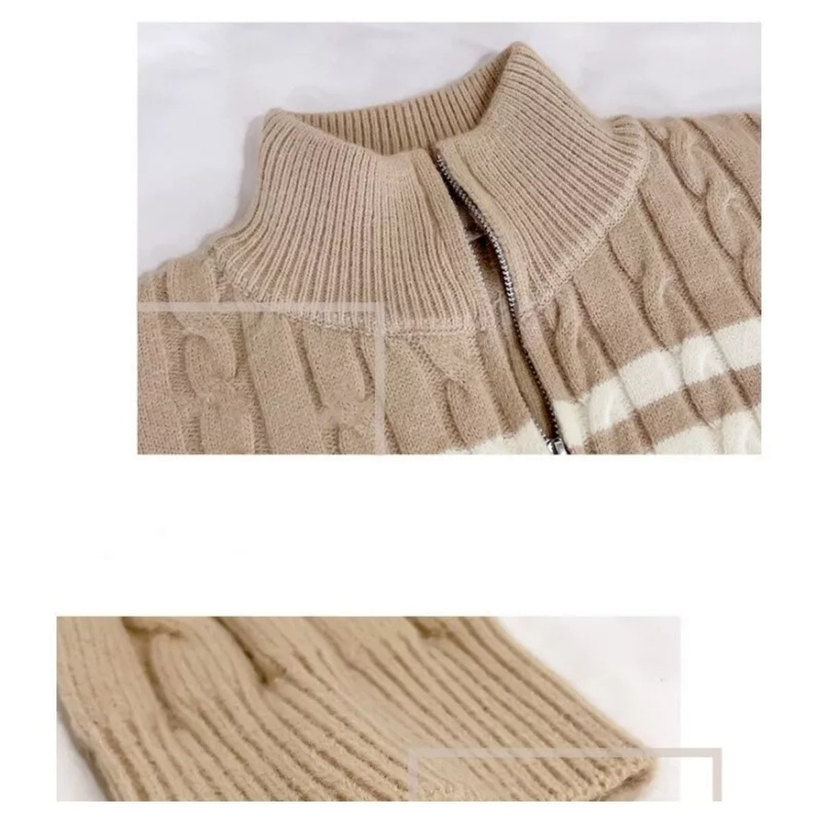 Women Twisted Sweater Knitted Zipper Cardigan Winter Essential - 063