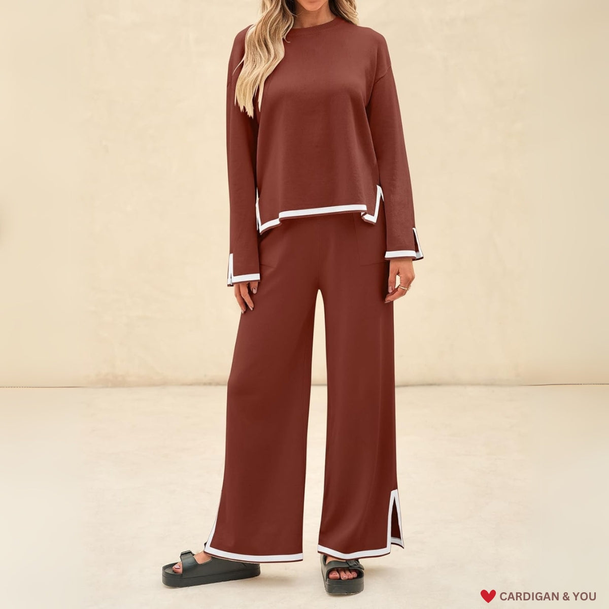 Trendy Women's Winter Mahroon With White Border Co-ord Set | Ultimate Warmth & Style | Perfect For Winter Wear-05