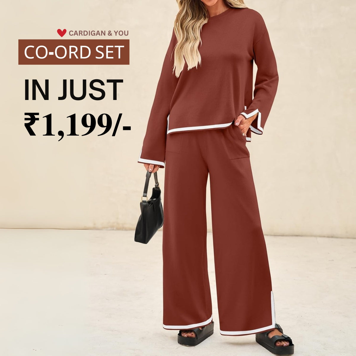 Trendy Women's Winter Mahroon With White Border Co-ord Set | Ultimate Warmth & Style | Perfect For Winter Wear-05