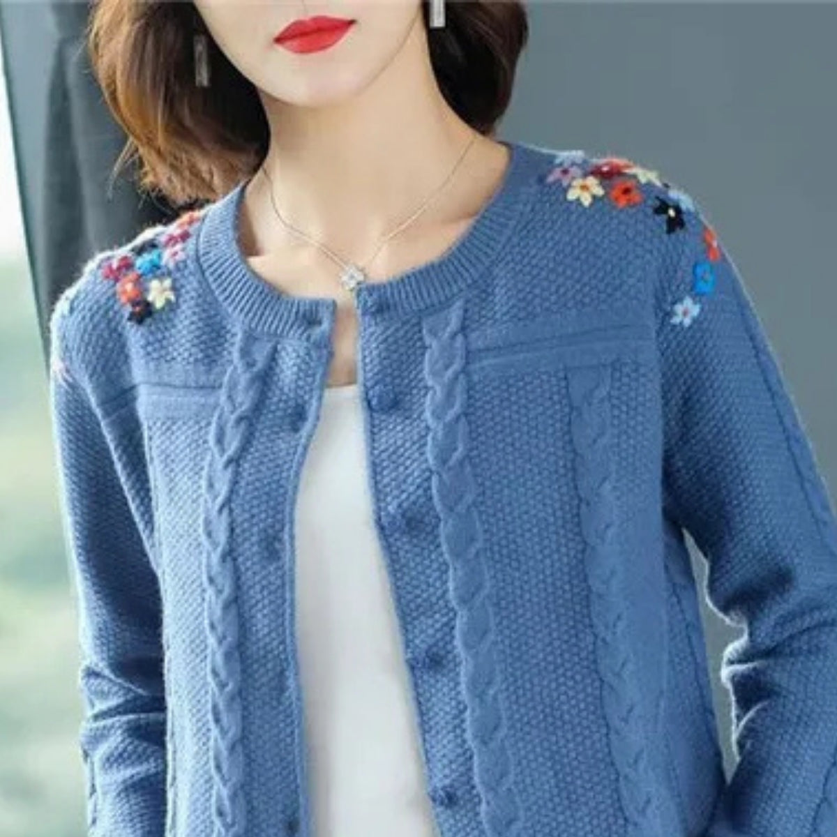 Women Ethnic Floral Embroidery Long Sleeve Cardigan -10