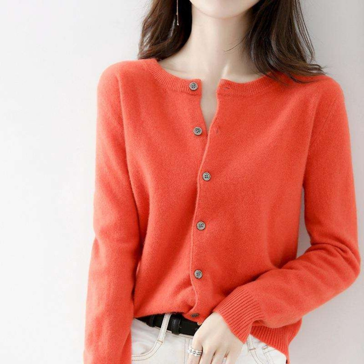 Women’s Sweater Orange Cardigan - 024