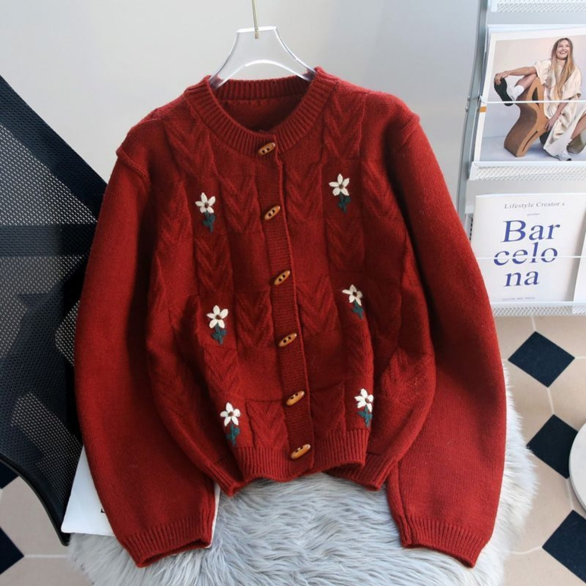 Women Maroon Cardigan Long Sleeve - 076