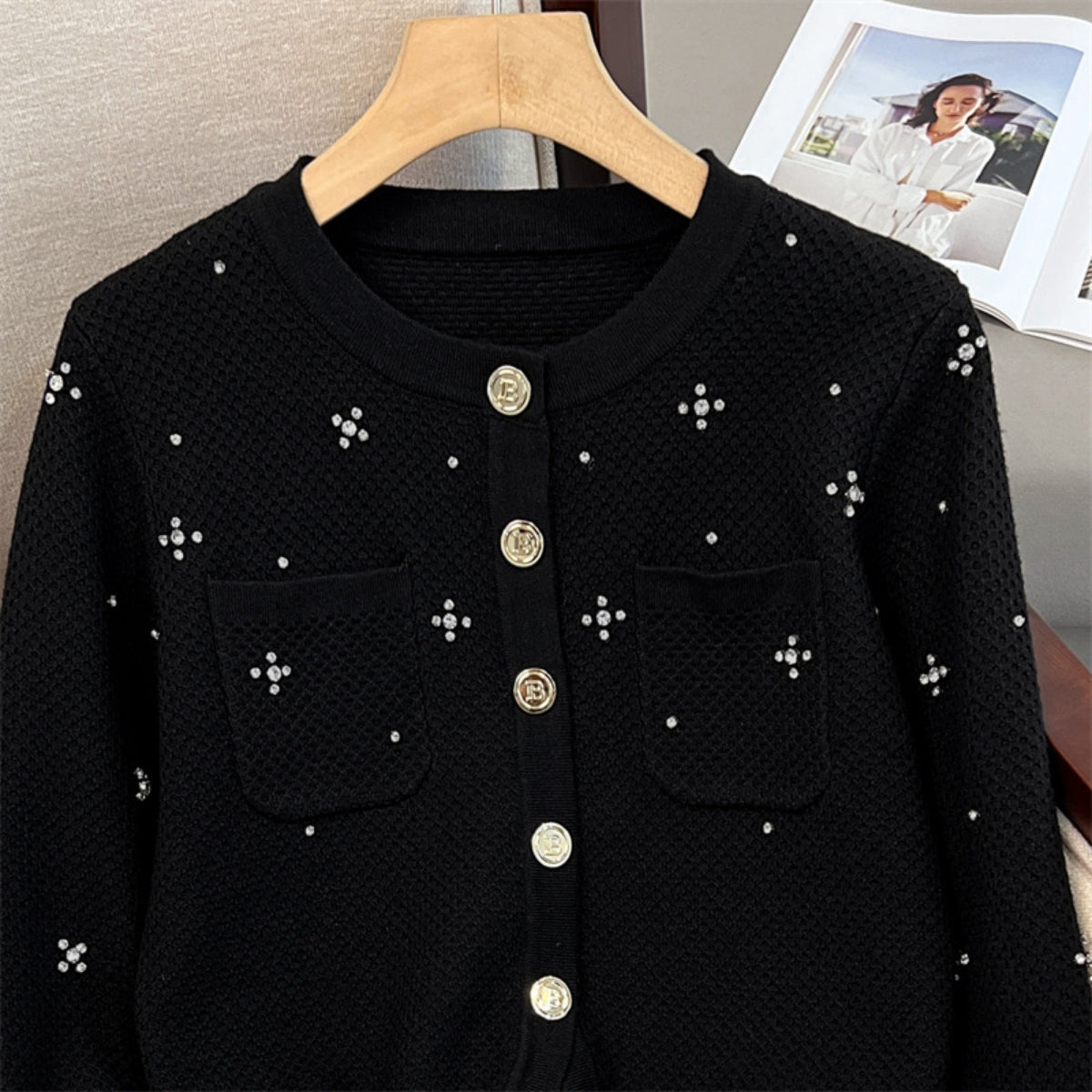 Women Black Cardigan Long Sleeve - 077