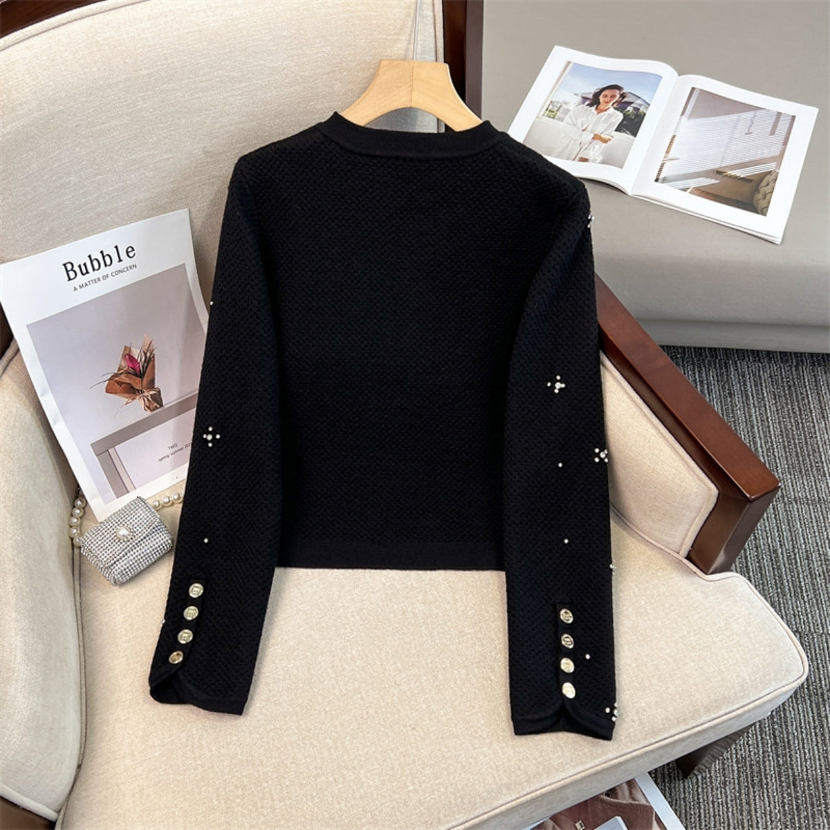 Women Black Cardigan Long Sleeve - 077