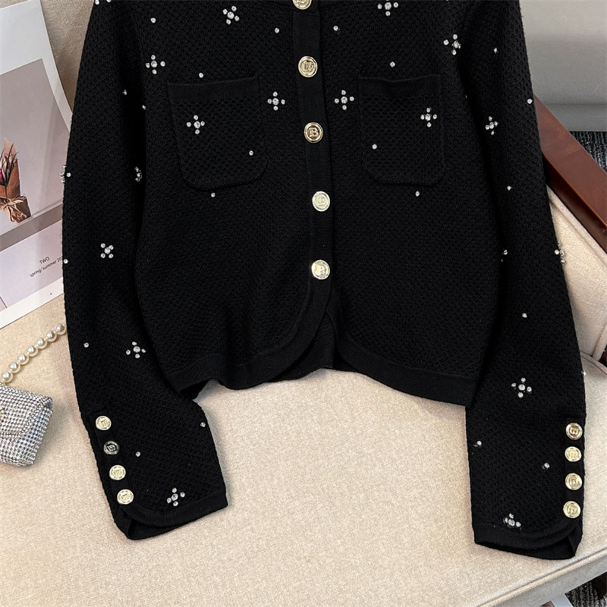 Women Black Cardigan Long Sleeve - 077